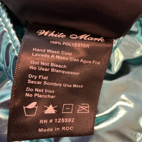 NEW White Mark Metallic Teal Blue Puffer Jacket XL w Hood New Without Tags - Picture 9 of 10